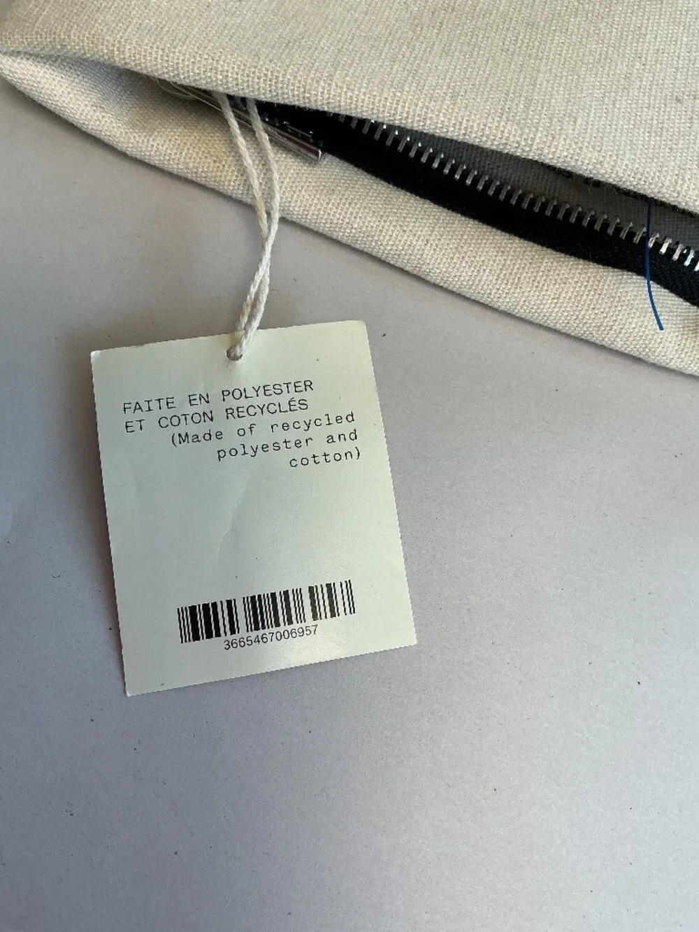 Typology Paris Travel Pouch NWT Cream Recycled Cotton Polyester Cosmetic Bag